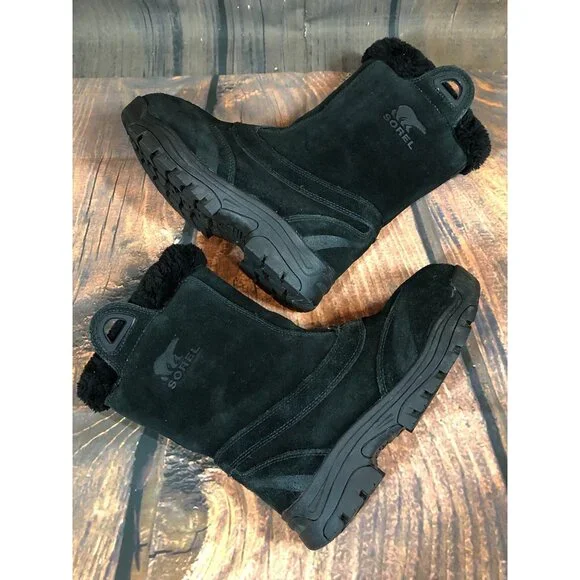 Sorel Waterfall Black Suede Thinsulate Winter Boots Womens 7 (i5g - Picture 2 of 11